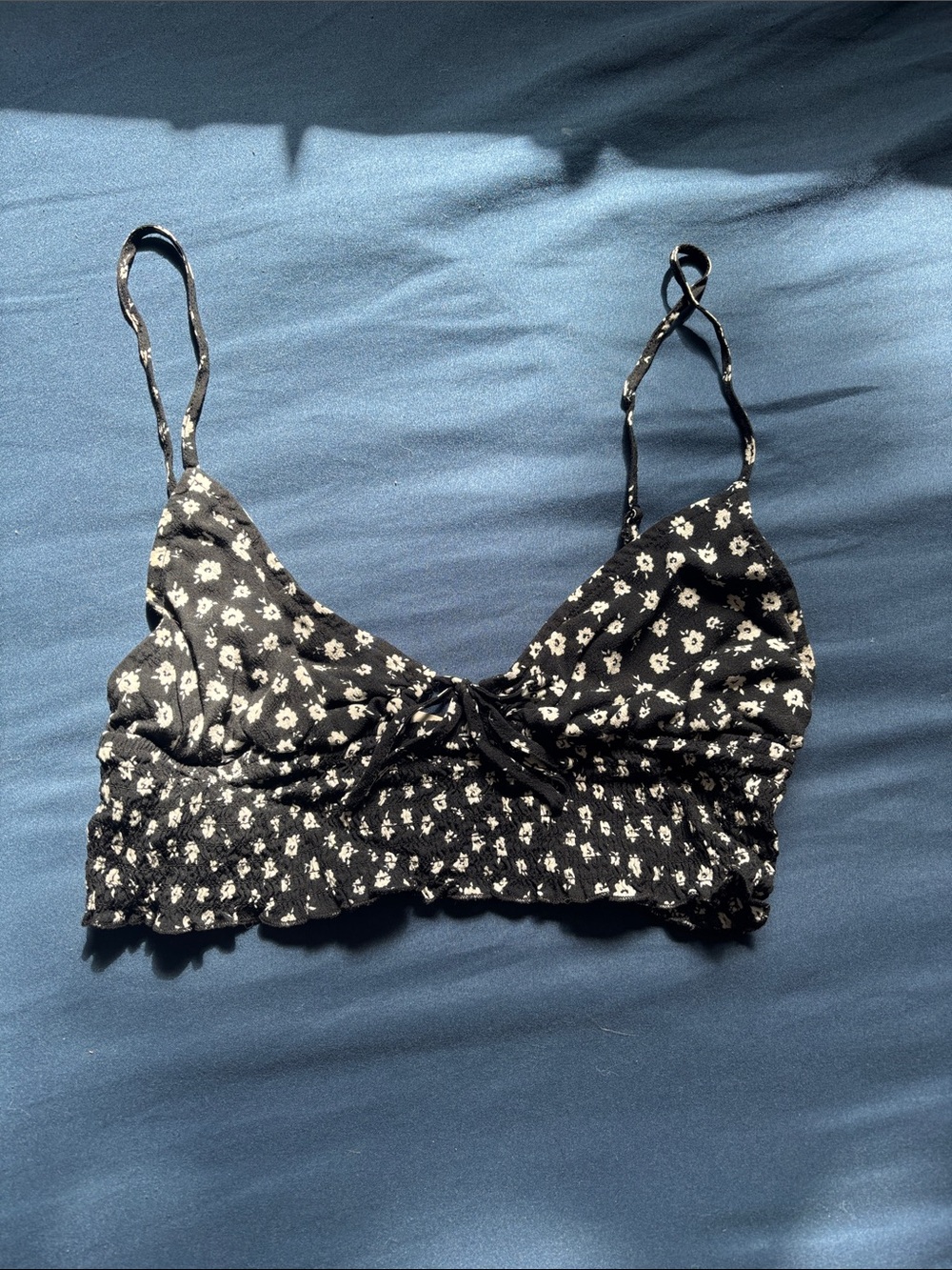 Garage Black Floral Smocked Bralette Camisole